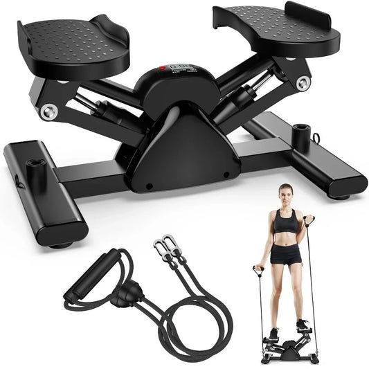 Cardio Mini Stepper Machine with Resistance Bands Home Fitness Air Stepper Stair Climber 350lbs