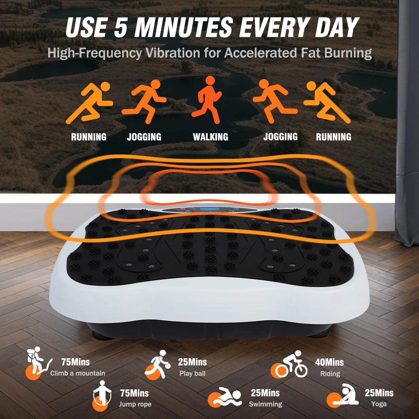 Full Body Vibration Plate Exercise Machine Bands Remote