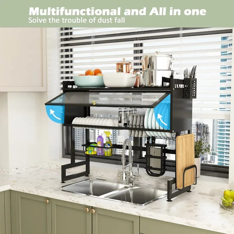 Bukfen Over Sink Dish Drying Rack 2 Tier Stainless Steel