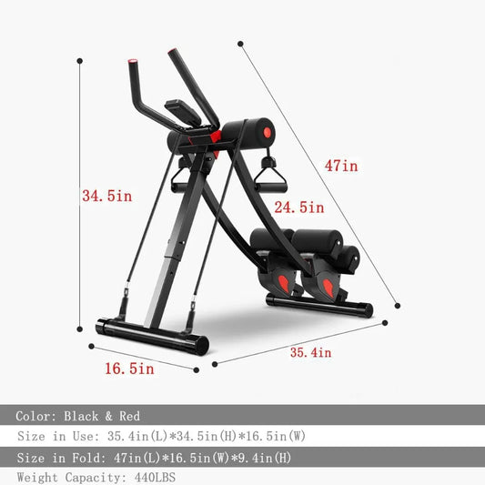 Ab Machine for Home Gym Adjustable and Foldable Ab Trainer with Resistance Bands Red Fitness Equipment