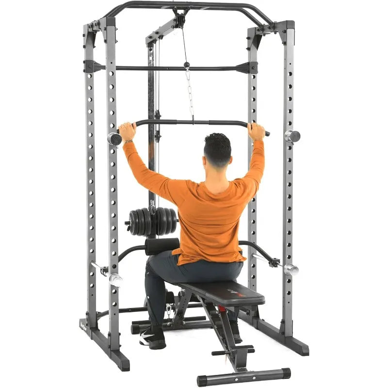 Fitness Reality Squat Rack Power Cage with Optional LAT Pulldown and Leg Holdown Attachment for Squat and Bench Rack Combos
