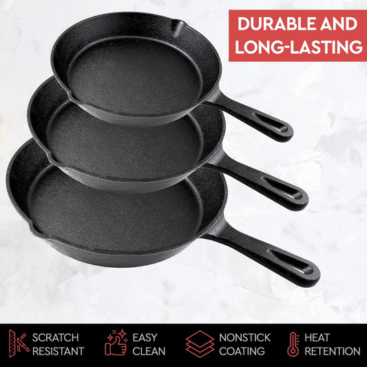 Non-Stick Steel Frying Pan Set 16cm 20cm 25cm Random Color Eco-Friendly Cookware Kitchen Pot
