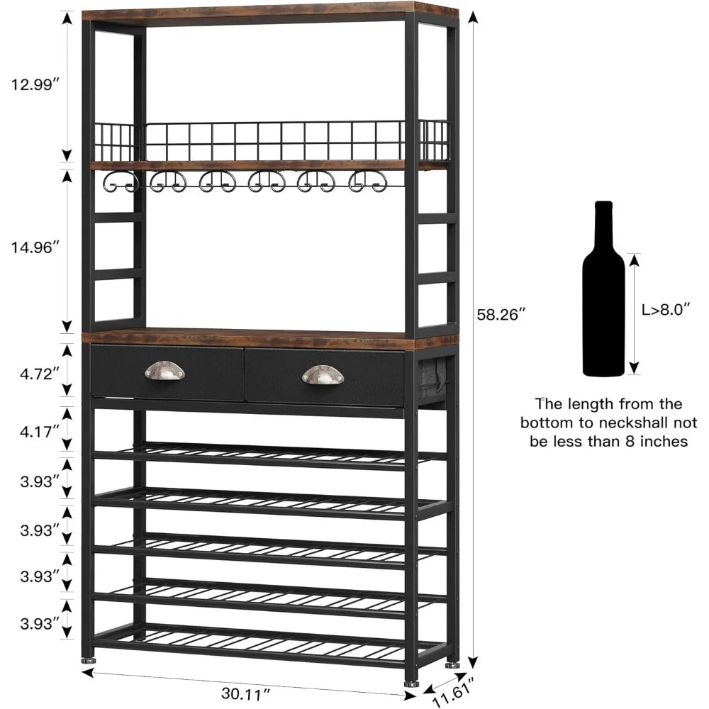 DAFIFY Freestanding 6 Tier Wine Cabinet With Table Storage