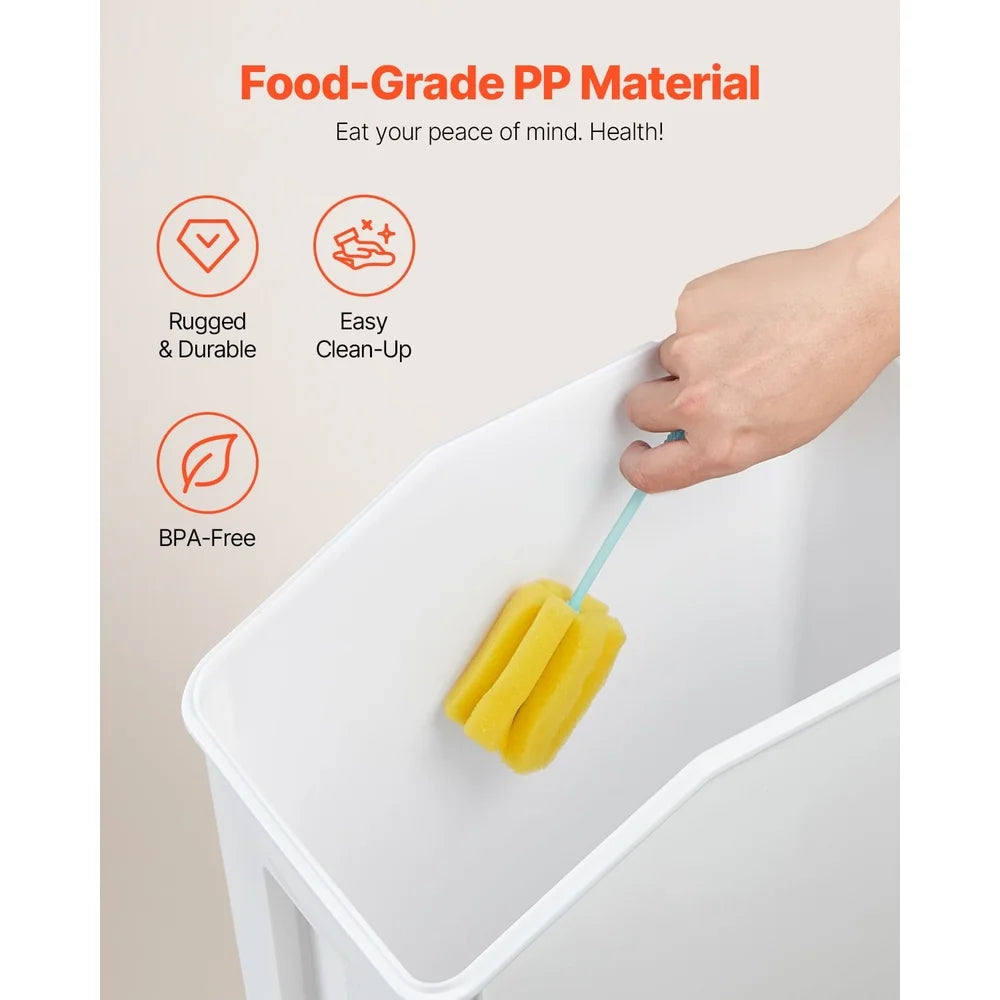 Airtight Food Storage Container 20L 4.5 Gallon Big Canine Food Bin with Wheels Measuring Cup Damp Proof Design Pet Supplies