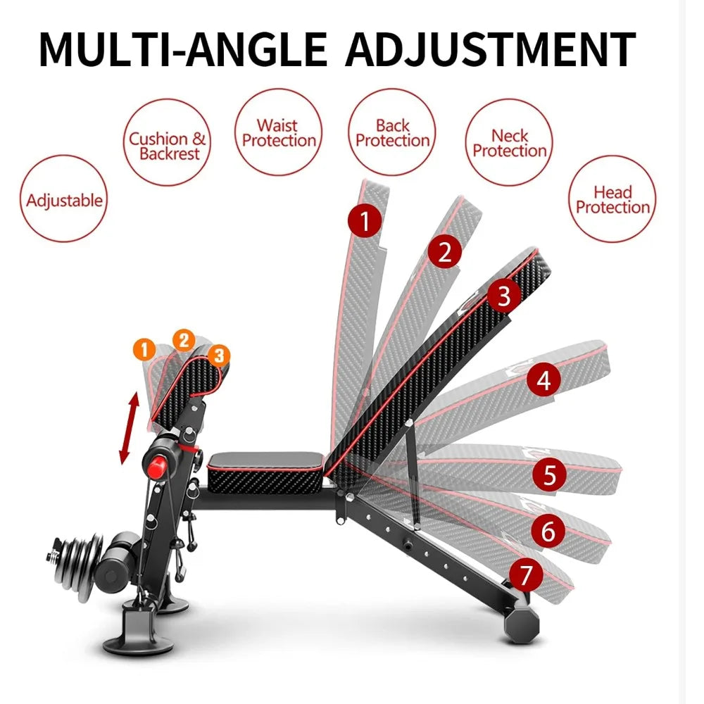 Adjustable Weight Bench Portable Fitness Strength Training Equipment for Home Gym