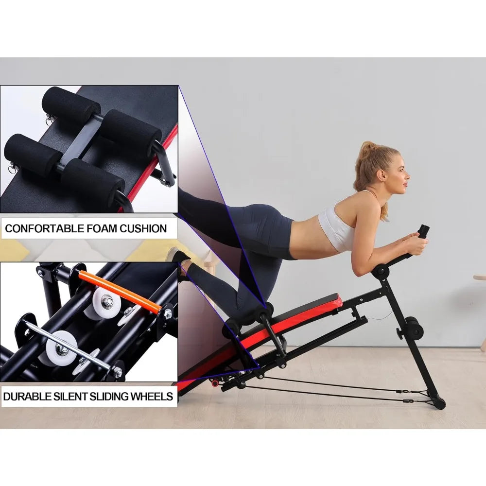 Abs Workout Machine for Core Training Adjustable Sit Ups Collapsible Resistance Band with LCD Display