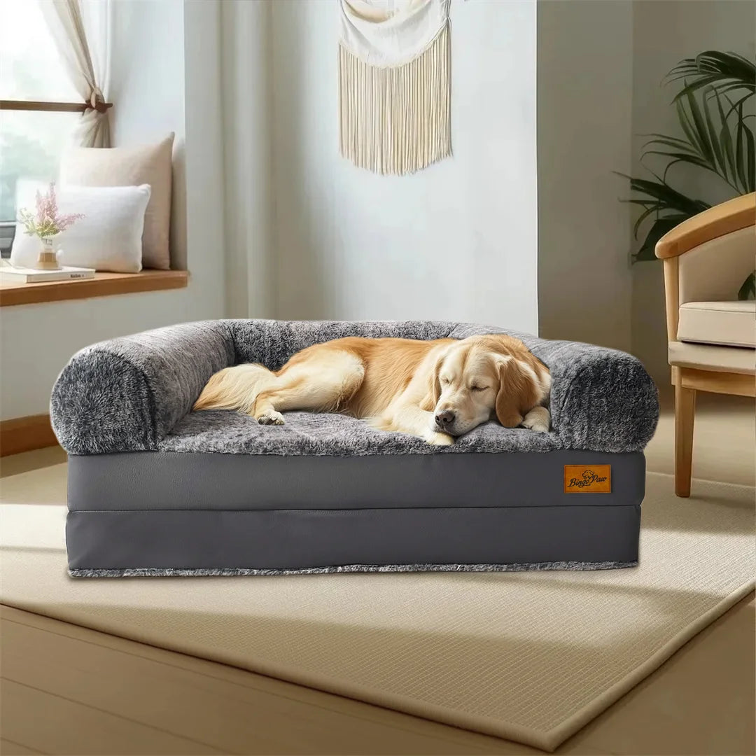 BINGOPAWCN Foldable Calming Orthopedic Dog Bed Plush Cover