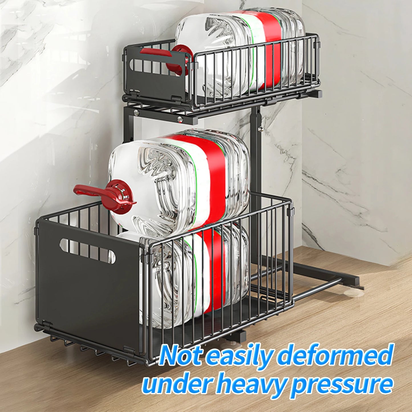 Kitchen Organizer and Storage with Upgraded Guide Rail Design for Smooth Cabinet Pull-Out