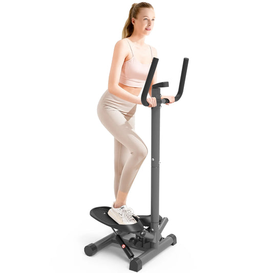 Leikefitness Premium Portable Twist Stair Stepper Adjustable Resistance Twisting Step Fitness Machine with Bands and LCD Monitor
