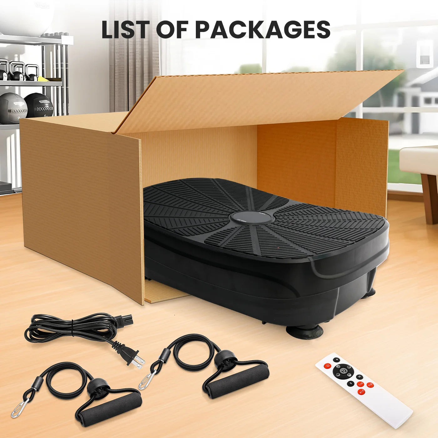 Vibration Plate Exercise Machine Whole Body Workout Power Vibration Shake Platform Fitness Slimming Resistance Bands