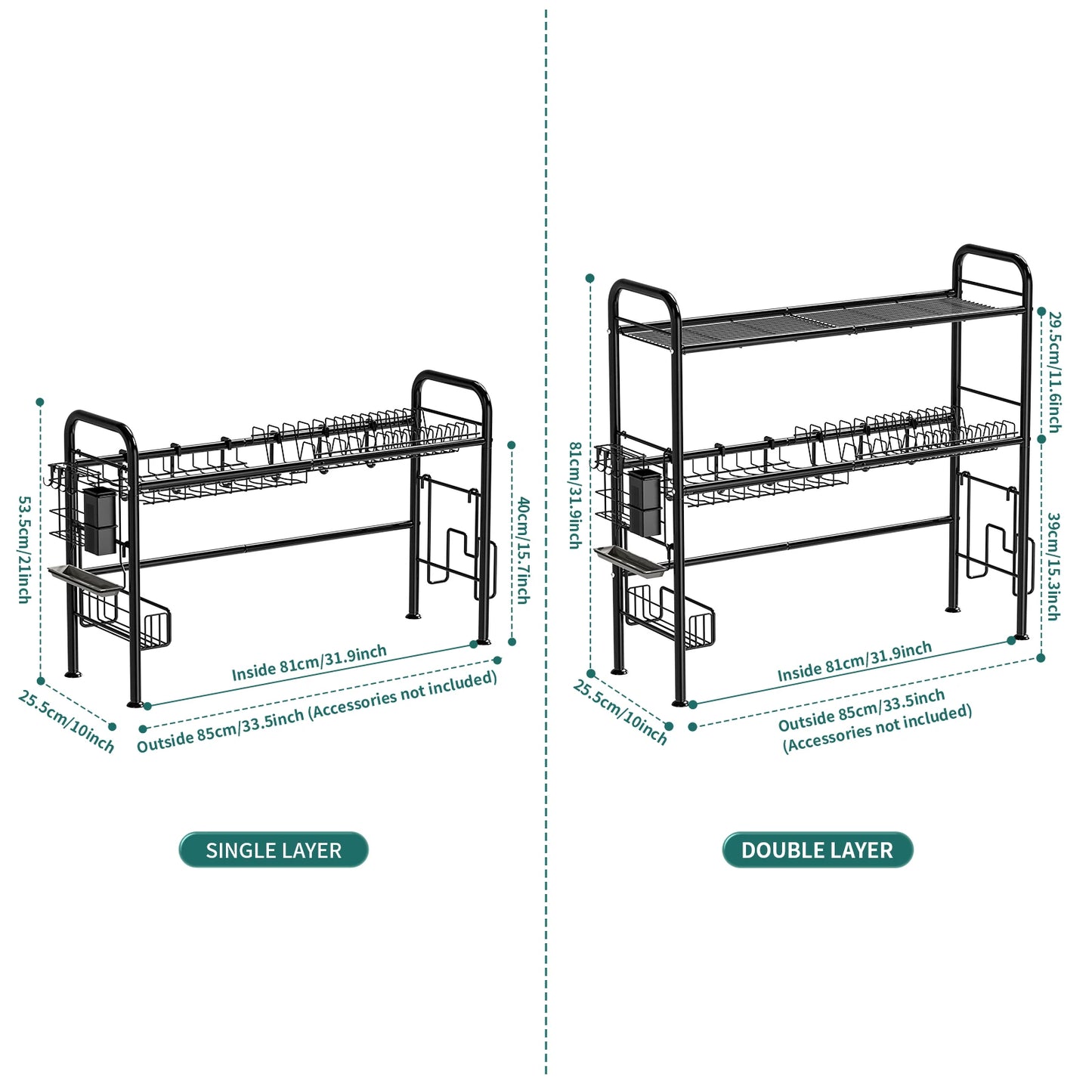 2 Tier Over The Sink Dish Drying Rack for Kitchen Counter