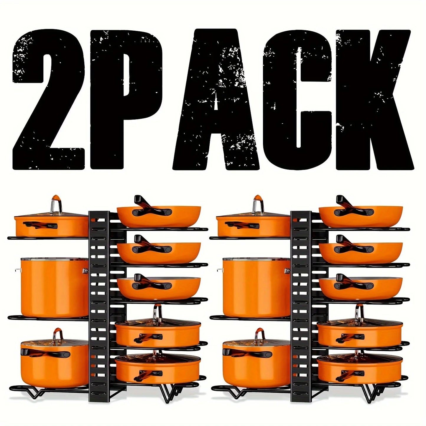 2 Pack Pot Rack Organizers Adjustable Kitchen Storage Rack Pot Lid Holders and Pan Rack