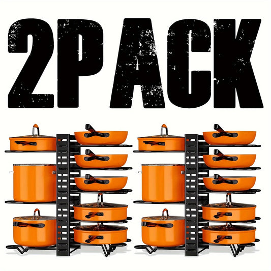 2 Pack Pot Rack Organizers Adjustable Kitchen Storage Rack Pot Lid Holders and Pan Rack