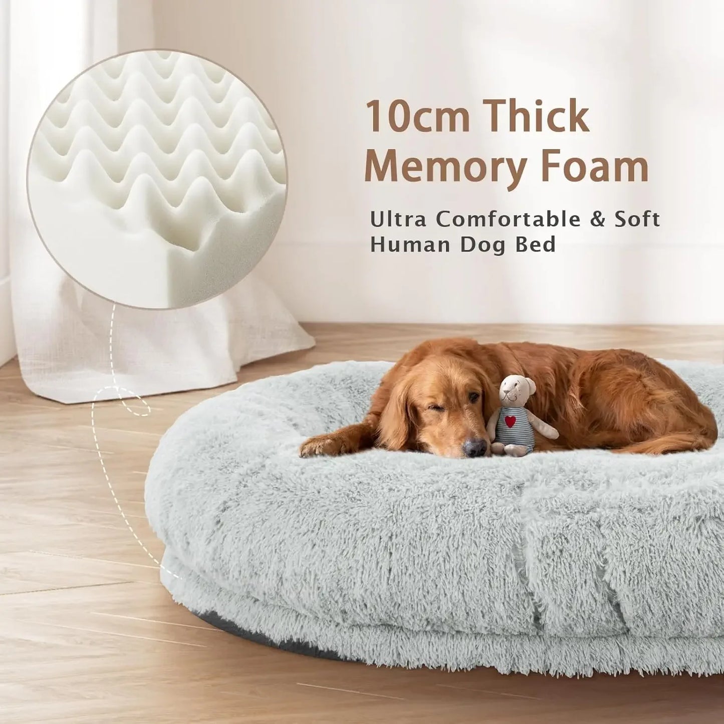 Human Dog Bed 71 Inch by 45 Inch by 12 Inch Size Washable Giant People Dog Bed with 10 CM Thick Memory Foam Large Oversize Dog Bed