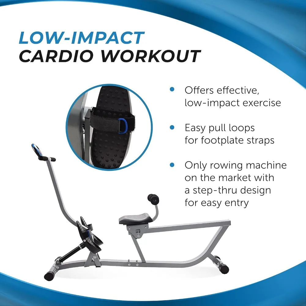 Hydraulic Rower Machine with Smart Workout App Adjustable Resistance for Home Gym Fitness