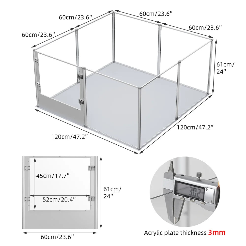 Extra Large Dog Playpen Acrylic Enclosure Pet Animal Bunny Ferret Dog Fence Cage Pet Whelping Box with Waterproof Fertility Pad