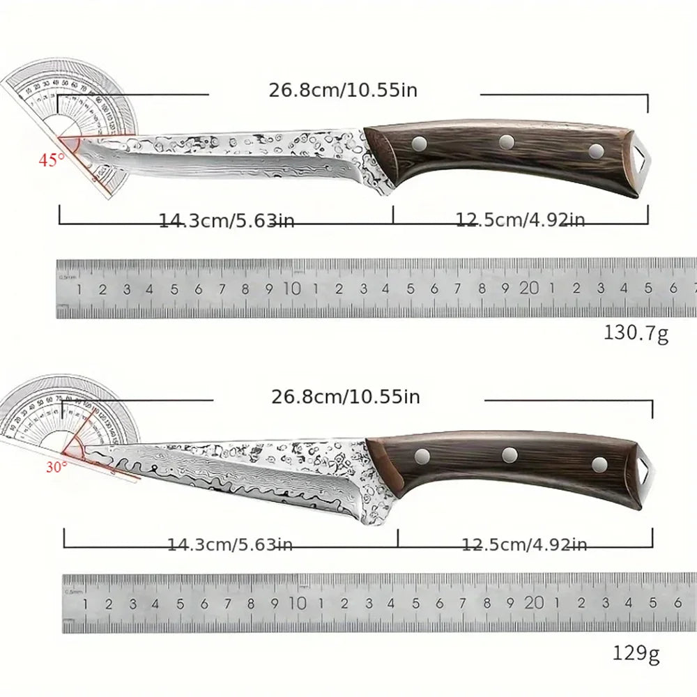 Plys Damascus Steel Boning Chef Knife Set 2 Pieces with Wood Non Slip Handle for Meat and Fishing Fillet