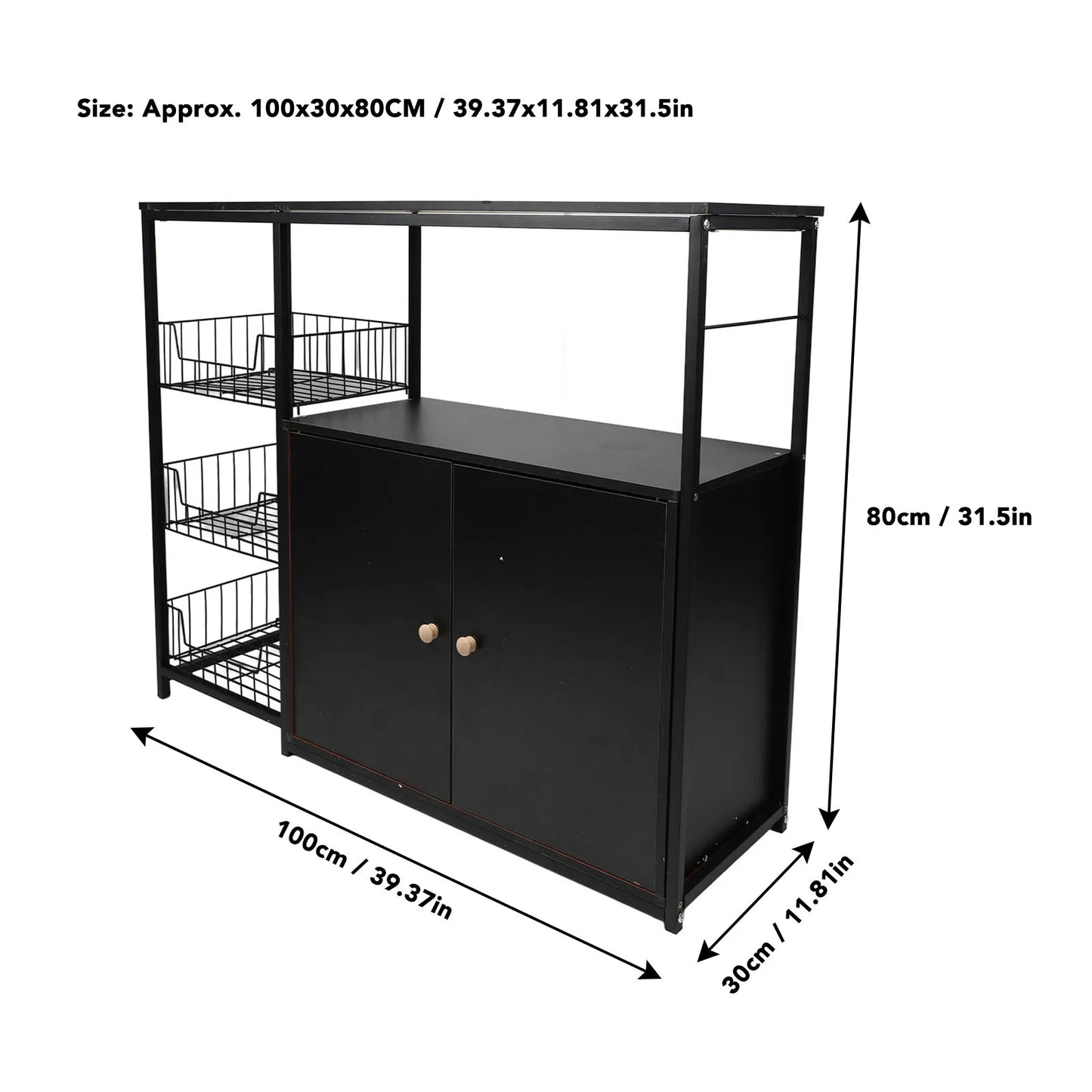Kitchen Storage Cabinet Multifunctional Floor Standing Sideboard Cabinet Microwave Shelf Organizer Rack Pot Storage