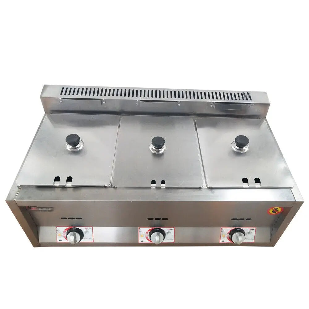 3 Pan Gas Fryer Catering Food Warmer Steam Table Buffet Restaurant Deep Fryer for Home Kitchen Use