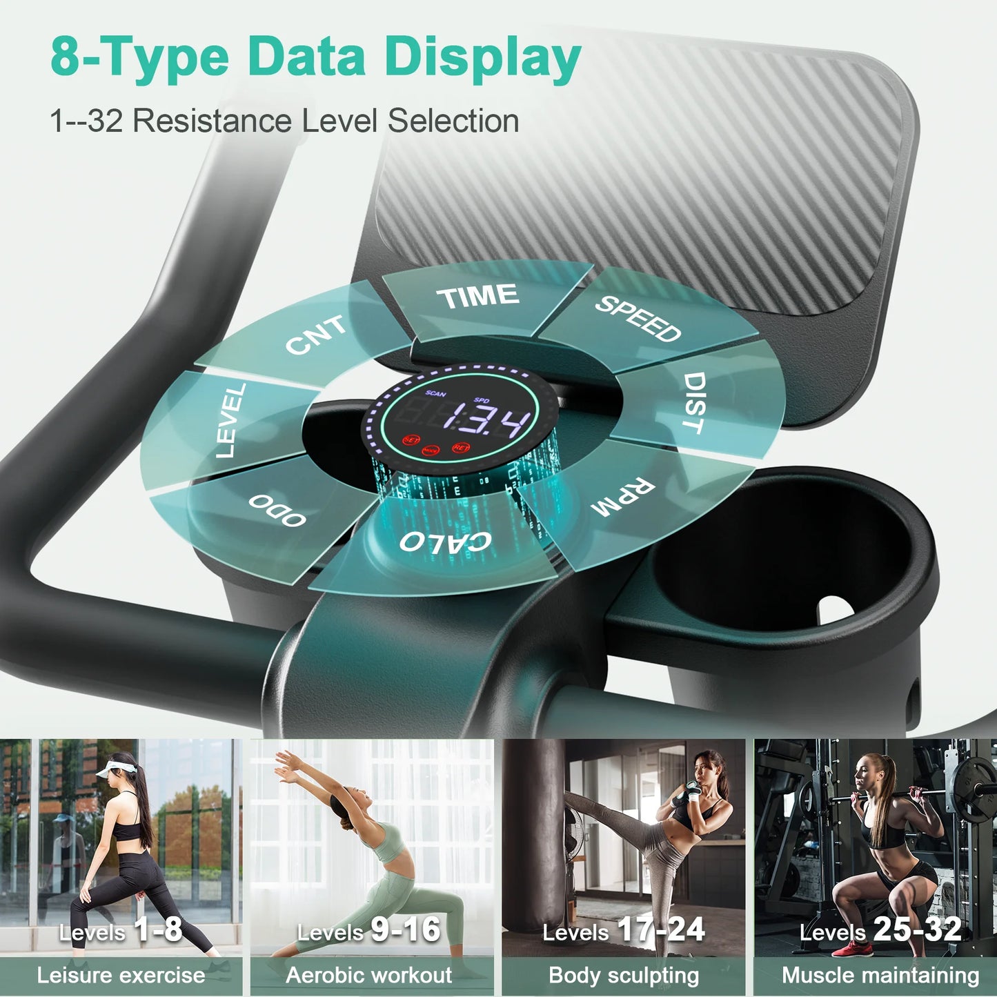 Superun 32 Level Magnetic Resistance Exercise Bike For Home