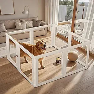 Citylife Dog Playpen with Door Clear Pet Playpen for Indoor Outdoor Easy to Install Puppy Playpen for Dogs Cats and Bunnies