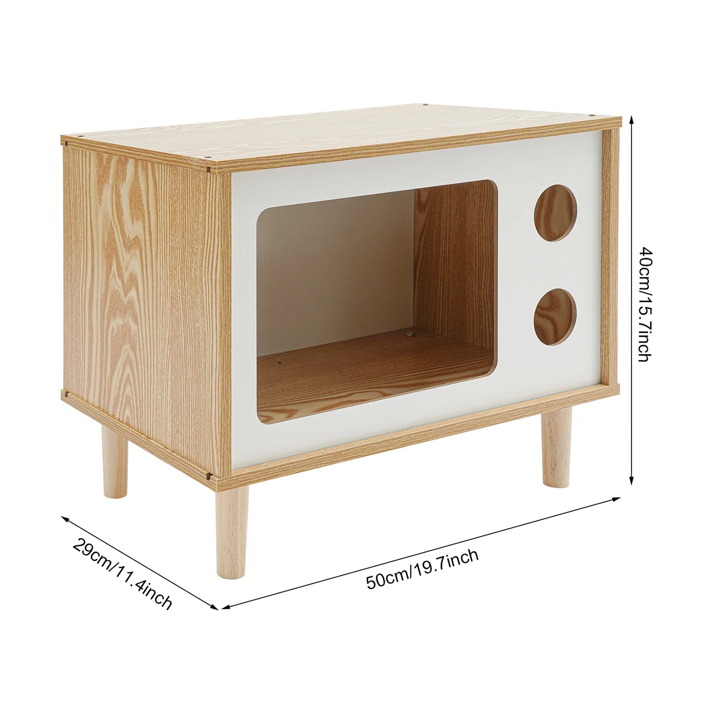 Wooden Cat House Villa Pet Perch Bed Jumping Platform TV Shaped Cat Shelter for Indoor Cats and Small Dogs Up to 9.92 Pounds