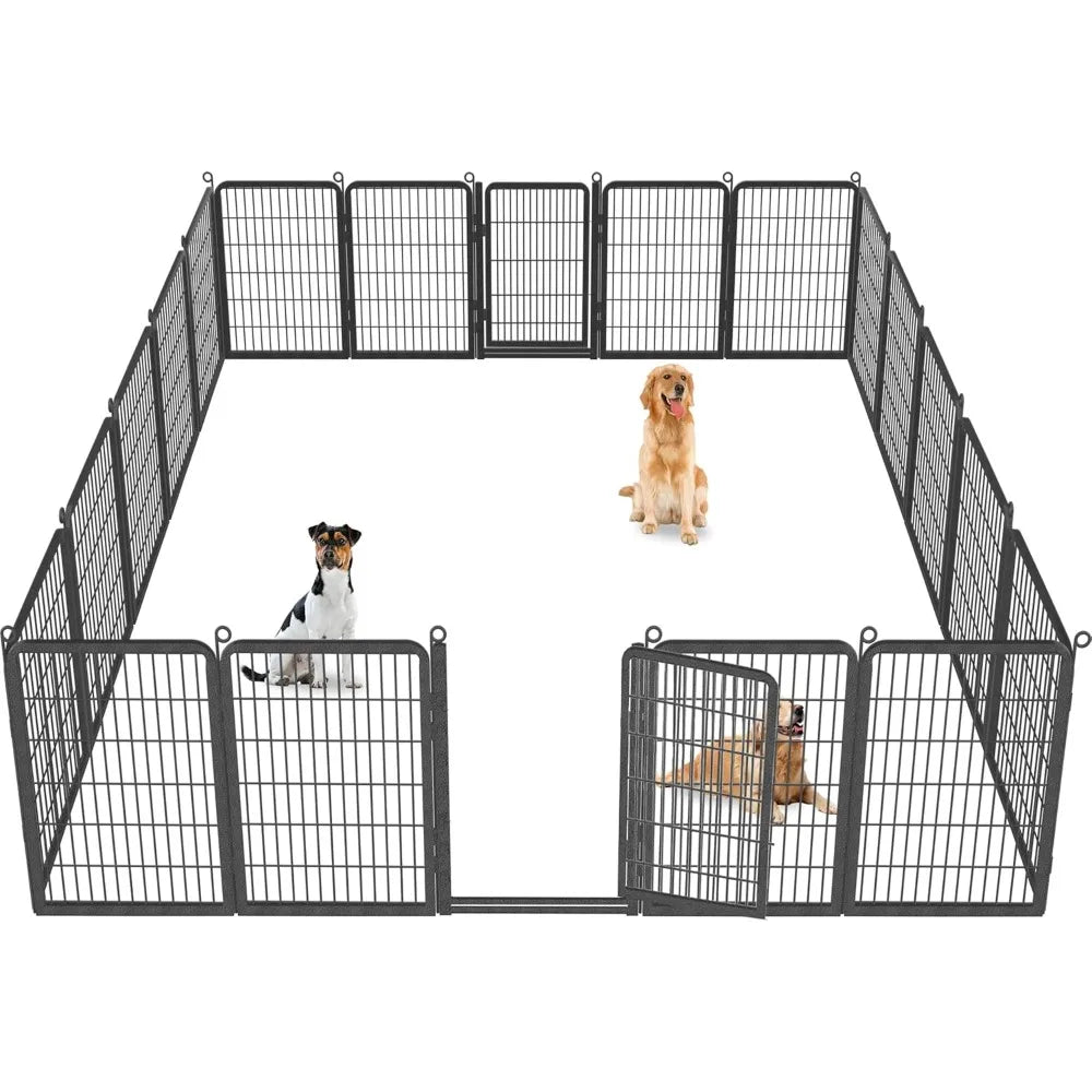 Dog Playpen Outdoor with Low Threshold Full Gate 40 Inch Height 14 Panels Large Dog Pen Dog Fence Outdoor for Yard Heavy Duty Pet