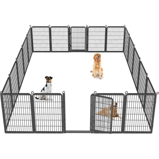 Dog Playpen Outdoor with Low Threshold Full Gate 40 Inch Height 14 Panels Large Dog Pen Dog Fence Outdoor for Yard Heavy Duty Pet