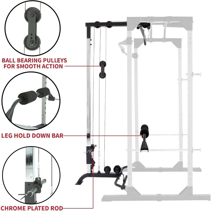 Fitness Reality Squat Rack Power Cage with Optional LAT Pulldown and Leg Holdown Attachment for Squat and Bench Rack Combos