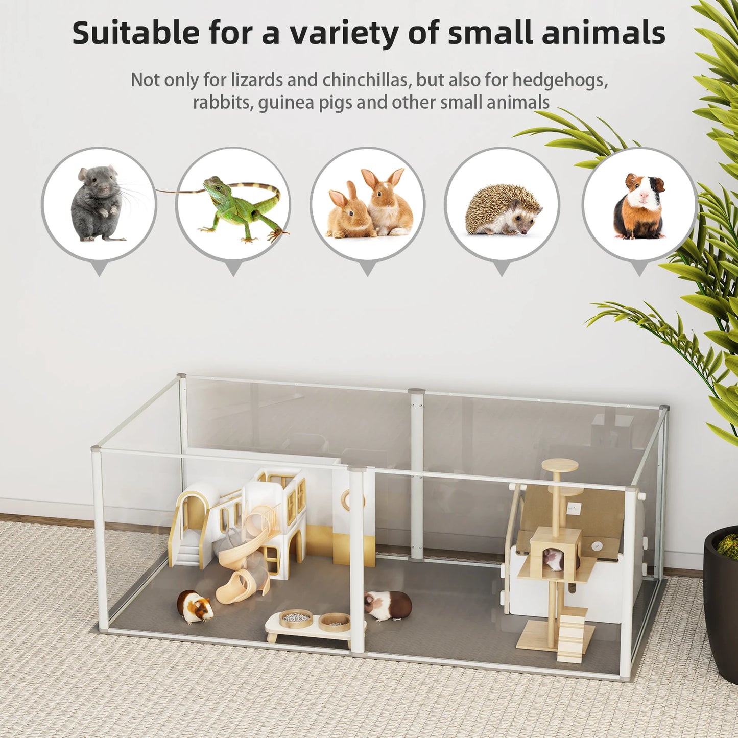 6 Panels Acrylic Pet Dog Playpen Indoor Waterproof Pad Puppy Crate Kennel Fence Cage for Guinea Pigs Hedgehogs