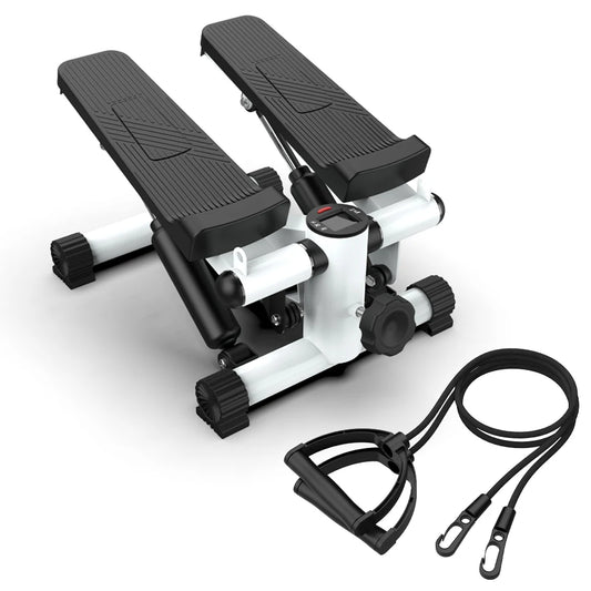 Stair Stepper with Resistance Bands Mini Stepper 300LB Loading Capacity Hydraulic Fitness Stepper with LCD Monitor