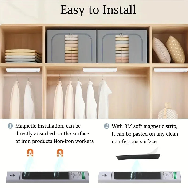Under Cabinet Motion Sensor Rechargeable LED Lights 1/3/5/6 Packs for Closet Kitchen Bathroom