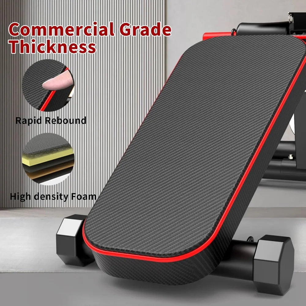 Adjustable Weight Bench Foldable Utility Workout Bench for Home Gym Incline Decline Full Body Workout 600LB Capacity
