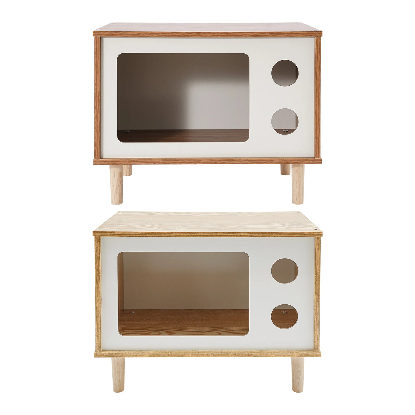 Wooden Cat House Villa Pet Perch Bed Jumping Platform TV Shaped Cat Shelter for Indoor Cats and Small Dogs Up to 9.92 Pounds