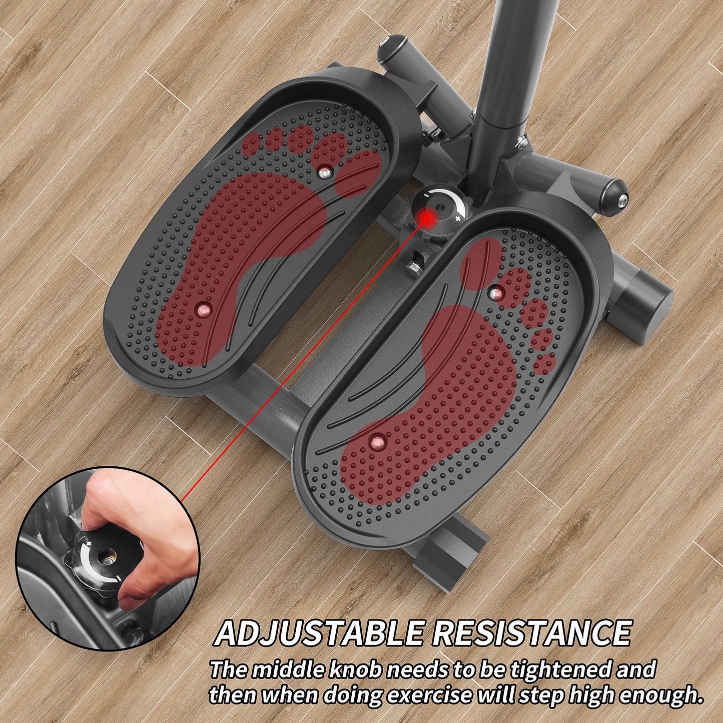 Leikefitness Premium Portable Twist Stair Stepper Adjustable Resistance Twisting Step Fitness Machine with Bands and LCD Monitor