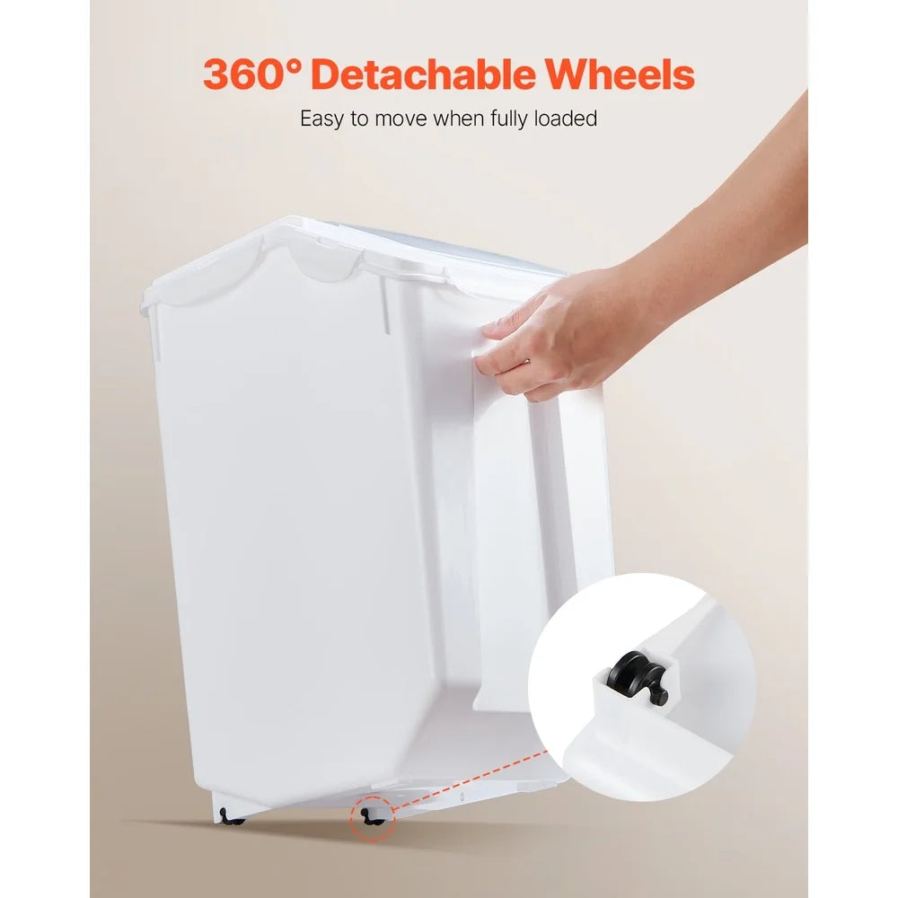 Airtight Food Storage Container 20L 4.5 Gallon Big Canine Food Bin with Wheels Measuring Cup Damp Proof Design Pet Supplies