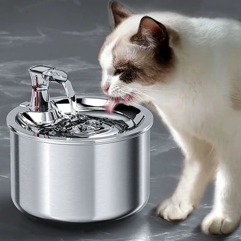 2L Fully Stainless Steel Pet Water Dispenser Automatic Cat Water Fountain with Optional Sensor and Heater
