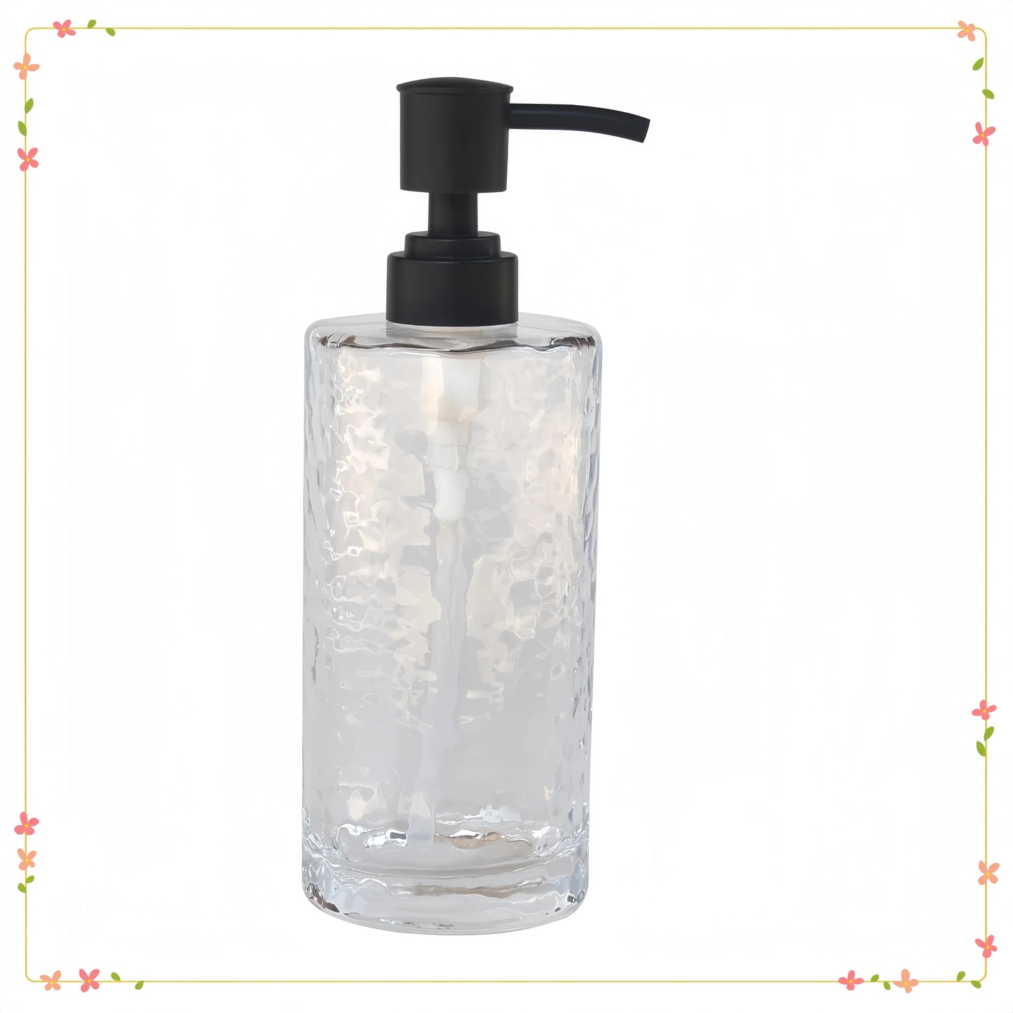 Hign-concerned Hammered Glass Soap Pump 3 Pack Dispenser