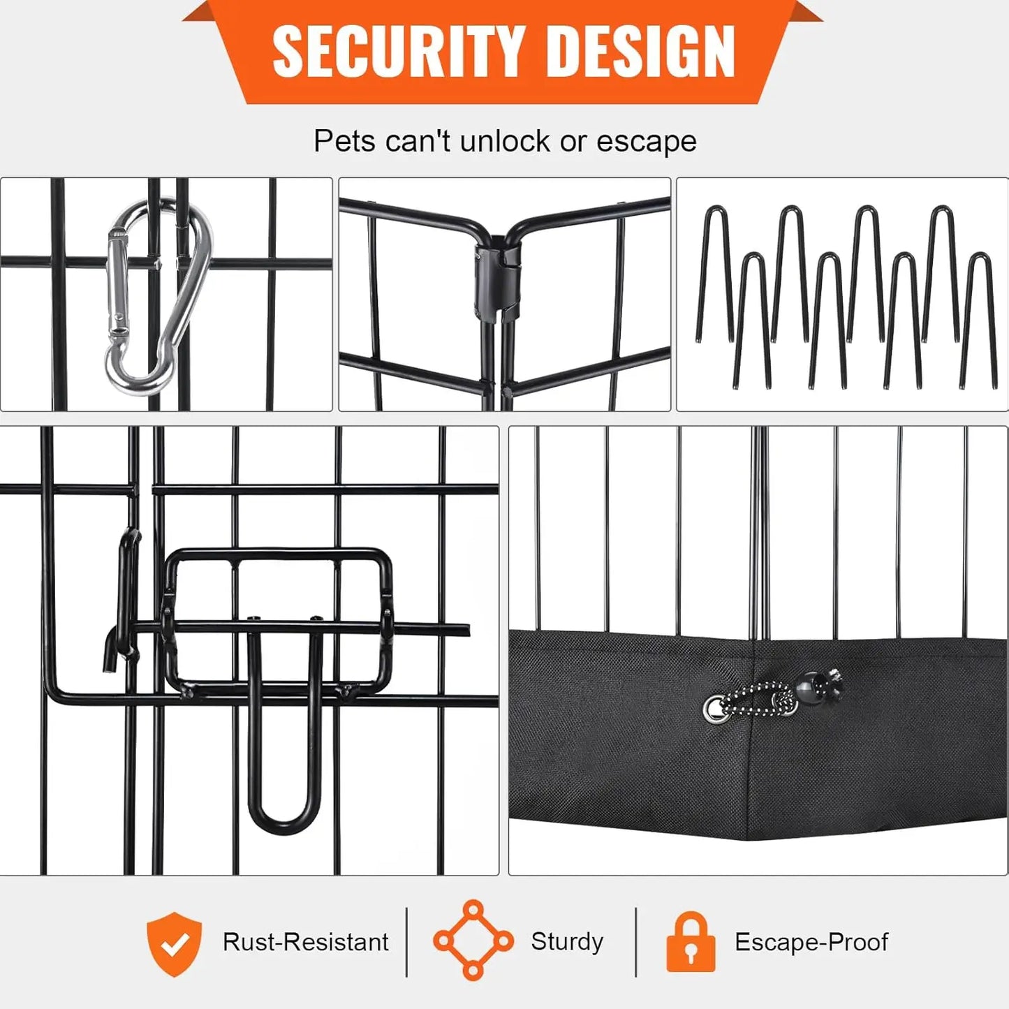 Foldable Metal Dog Exercise Pen Pet Playpen Dog Fence for Camping with Top Cover and Bottom Pad 24 Inch Height 8 Panels Puppy Crate Indoor Outdoor for Medium Dogs