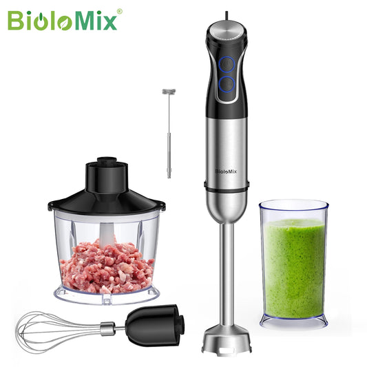 BioloMix 5 in 1 Immersion Hand Blender 1500W Stainless Steel Blade Food Processor Smoothies Puree Baby Food