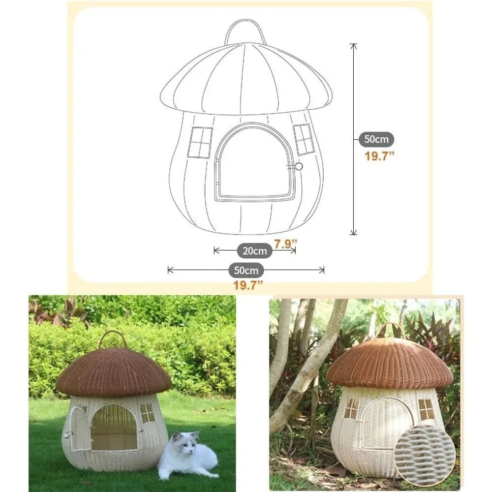 Hignconcerned Chemical Mushroom Cat Nest Bed DualUse House