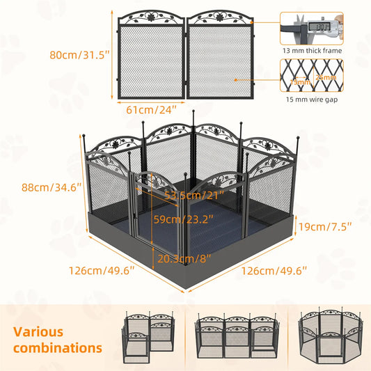Heavy Duty Large Dog Playpen Pet Exercise Run Enclosure Fence Whelping Pen Box with Waterproof Mat for Indoor Outdoor Use