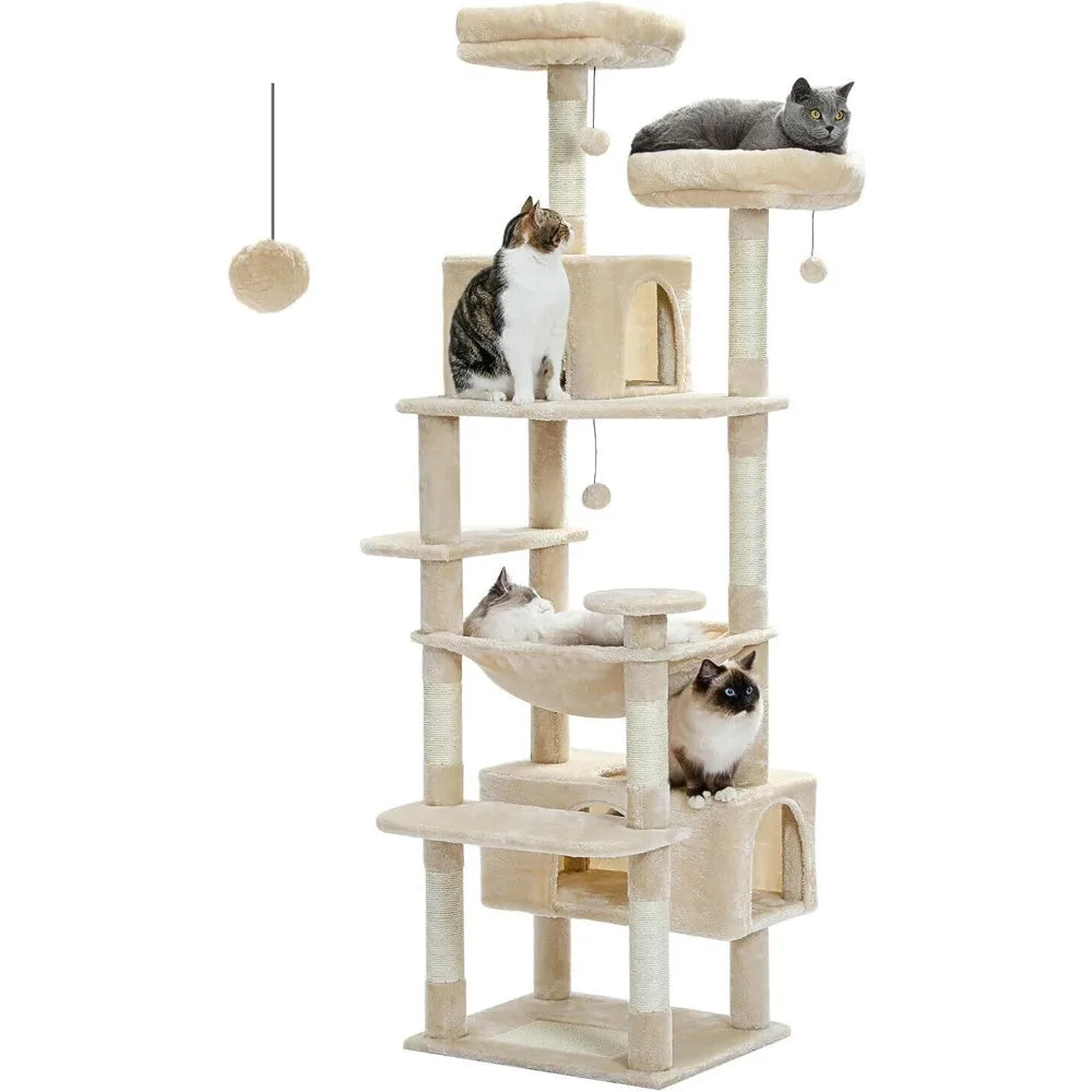 Pawz Road Large Cat Tree 72 Inches Cat Tower for Large Cats Cat Condo with Sisal Covered Scratching Posts and Padded Perches