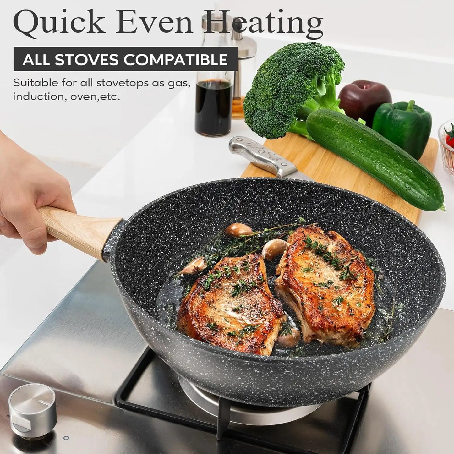 XMSJH Granite Cookware 11 Piece Nonstick Pots And Pans Set