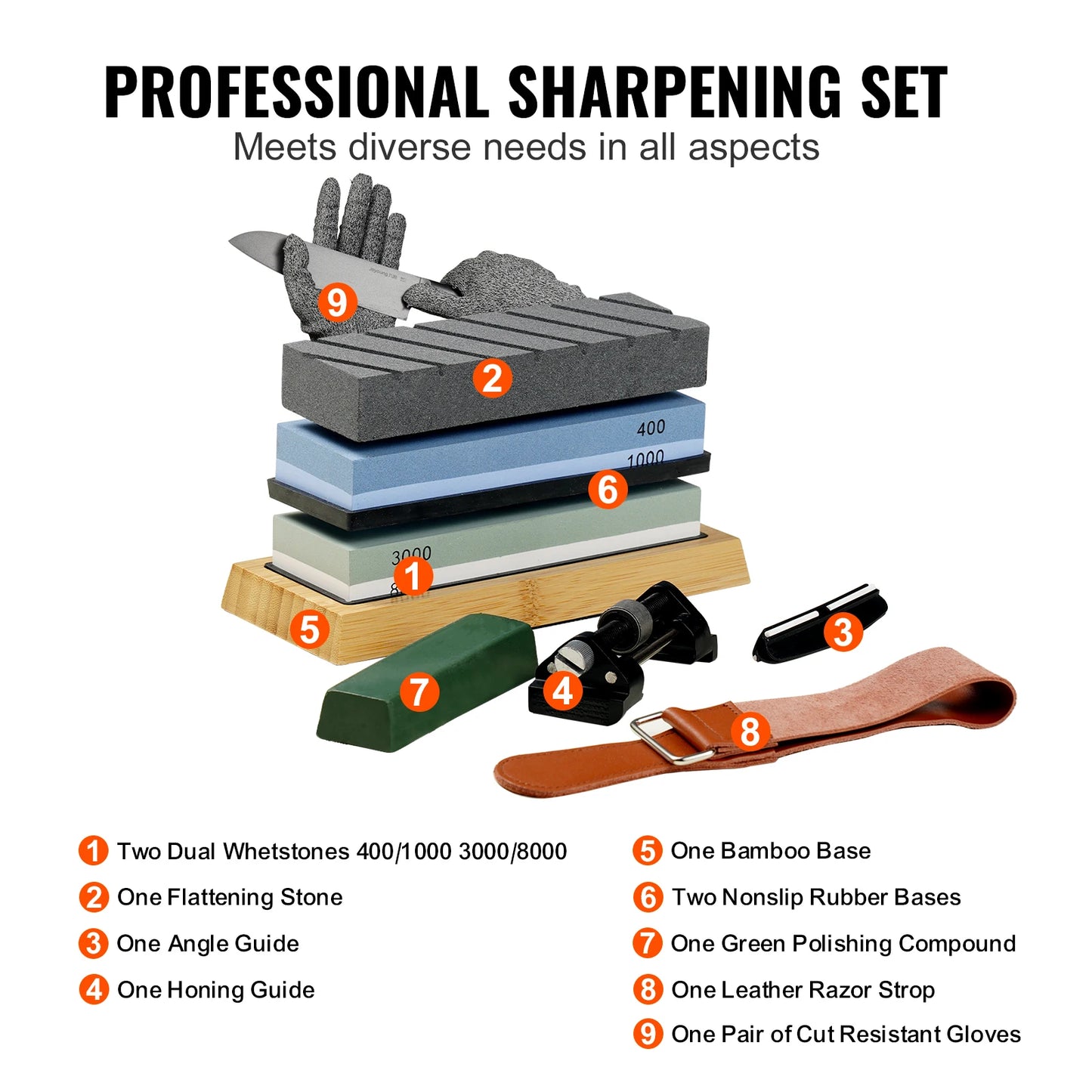 VEVOR Professional Knife Sharpener Kit with 12 Whetstones Fixed Angle Sharpening System for All Knives