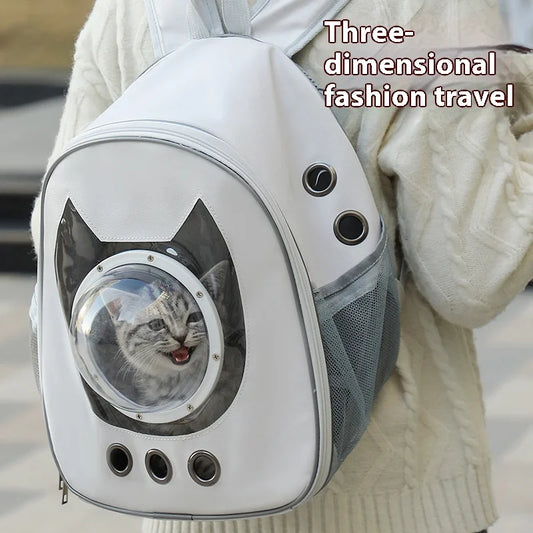 Space Capsule Pet Backpack 360 Degree View Breathable Mesh Safety Strap Cat Carrier Dog Carrier Transparent Bubble