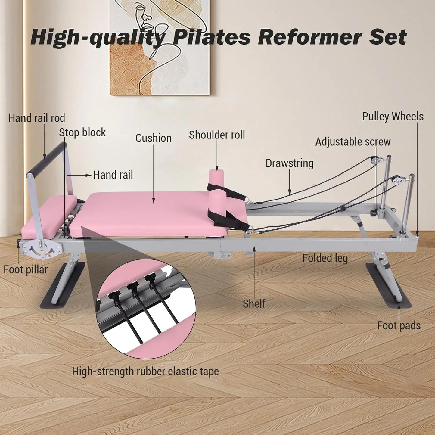 Hign-concerned Pilates Reformer Machine Foldable Home Gym