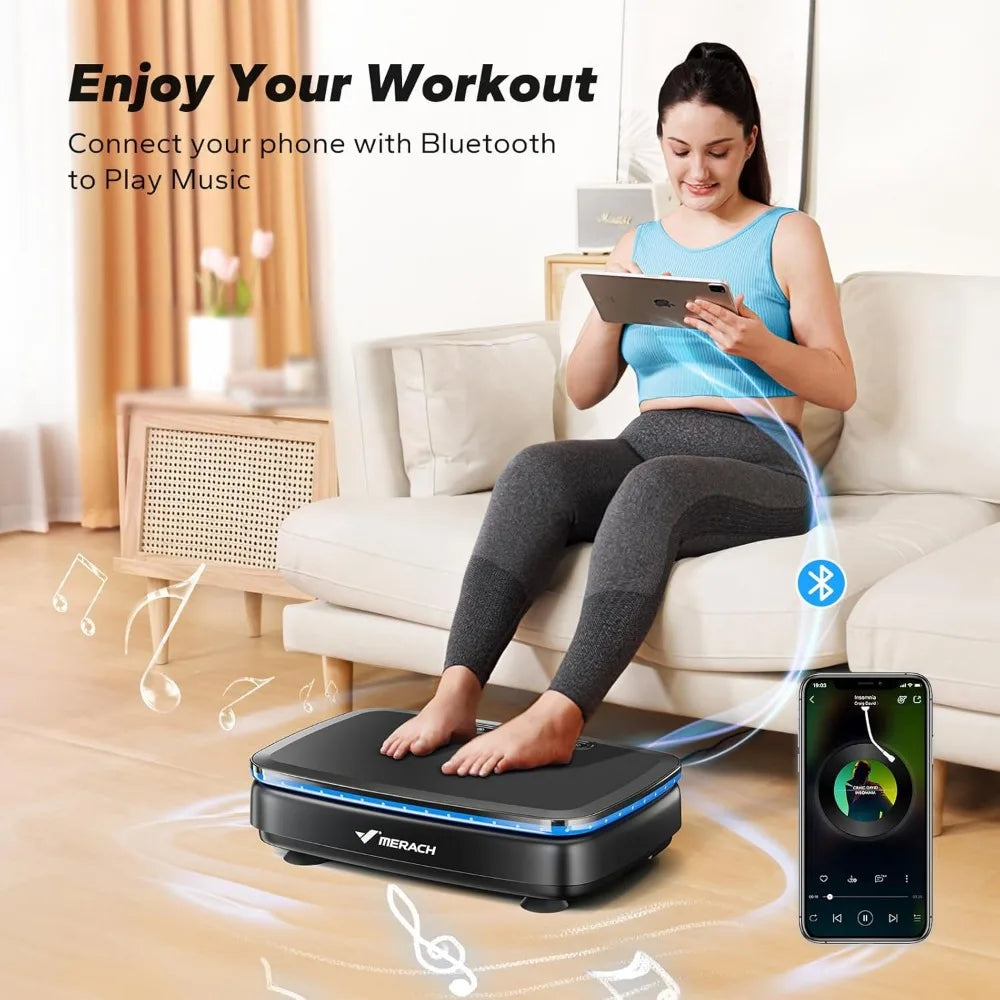 Vibrating Board Exercise Machine with LED Display and 2 Ropes for Home Fitness Equipment