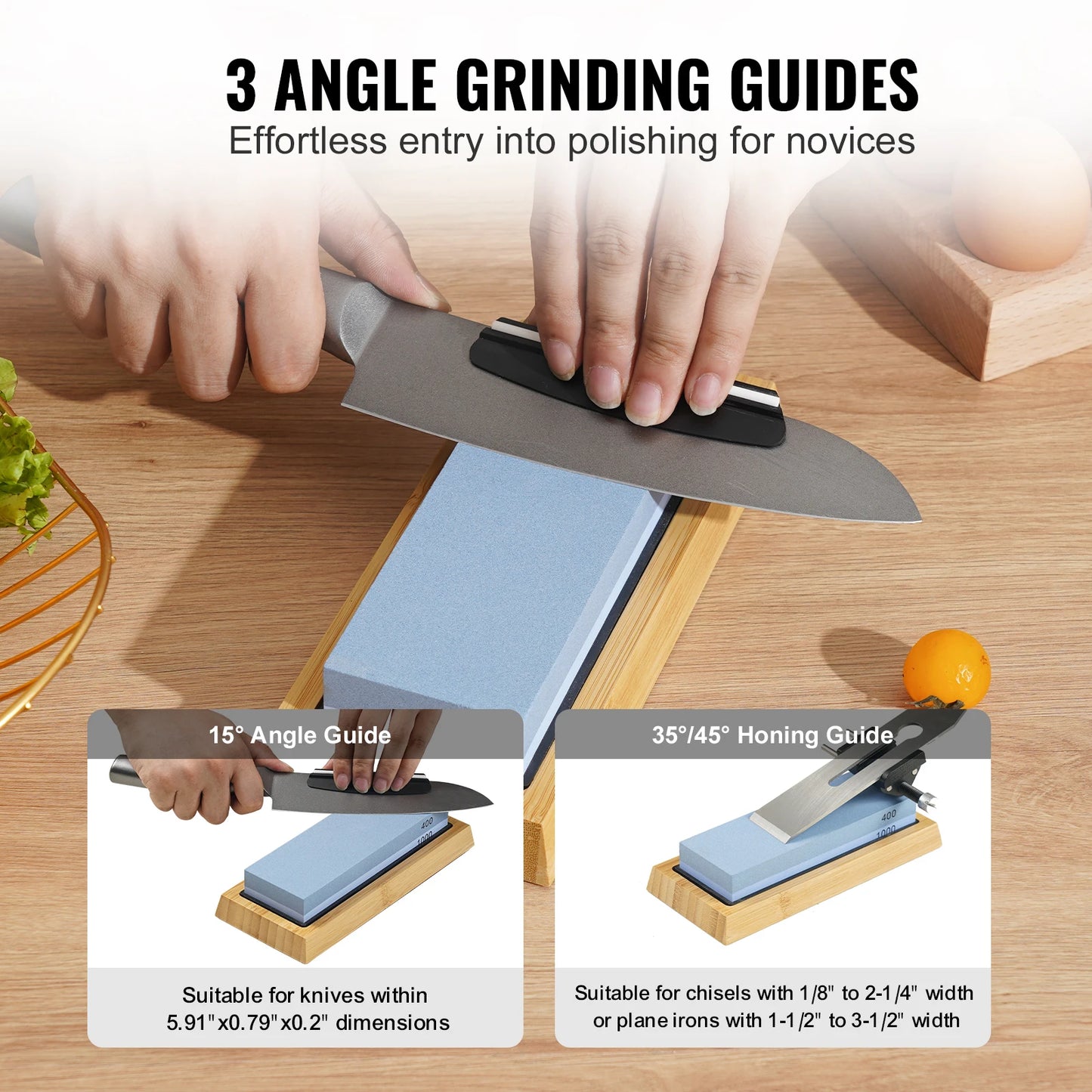 VEVOR Professional Knife Sharpener Kit with 12 Whetstones Fixed Angle Sharpening System for All Knives
