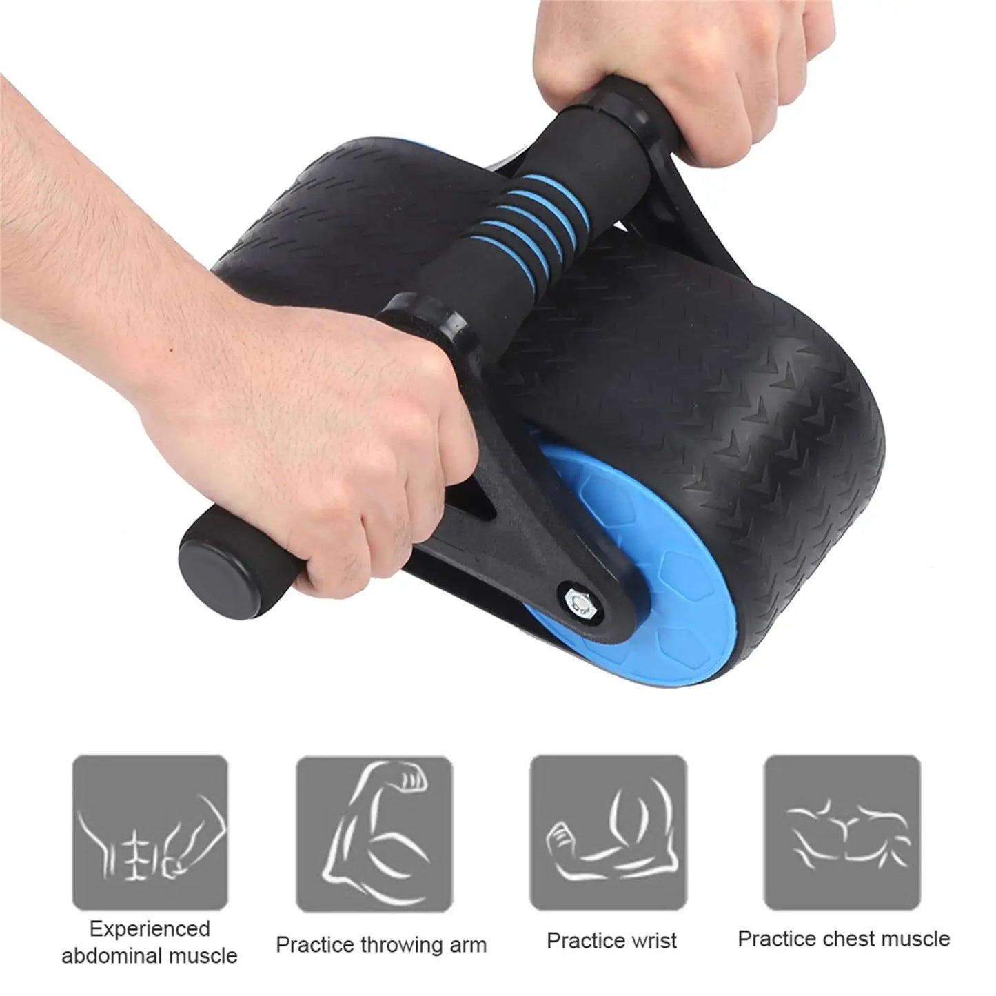 Springback Wheels Roller Domestic Abdominal Exerciser Push Up Training Mute Fitness Equipment Blue